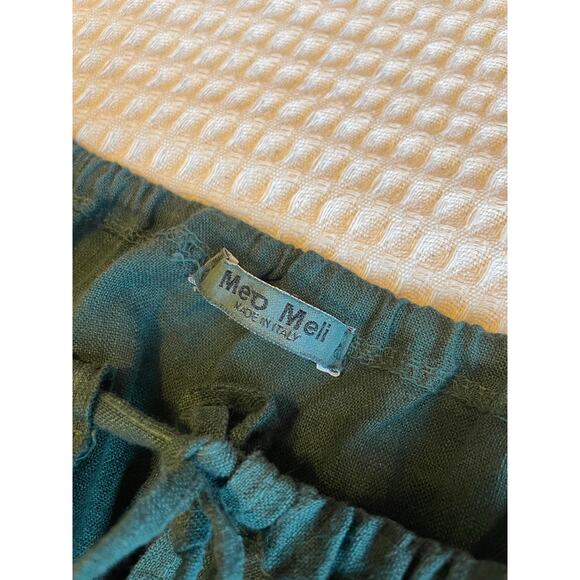 Meo Meli Linen Green Spaghetti Strap Halter Relaxed Fit Front Slit Maxi Dress XL - Picture 4 of 12